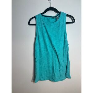 CALIA by Carrie Underwood Womens Teal Heathered Slub Knit Tank Top Medium Active
